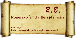 Rosenblüth Benjámin névjegykártya